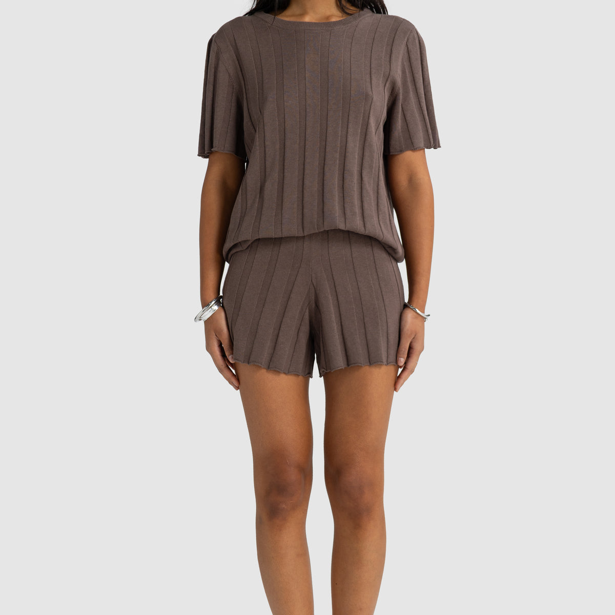 Amara Relaxed Knit Shorts Espresso