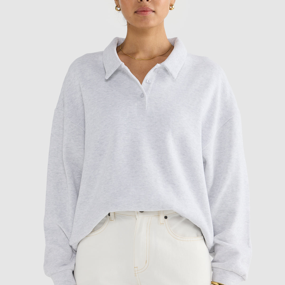ORTC Women's Ava Polo Sweater White Marle