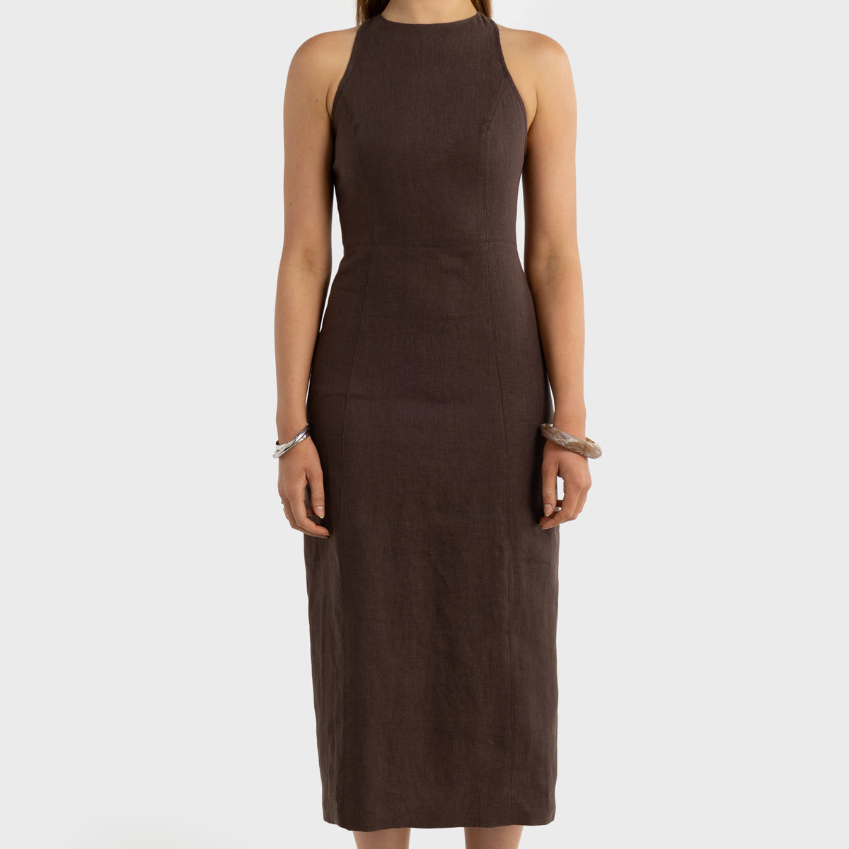 cecile midi dress ORTC Women's Cecile Linen Midi Dress Carob – ORTC Clothing Co