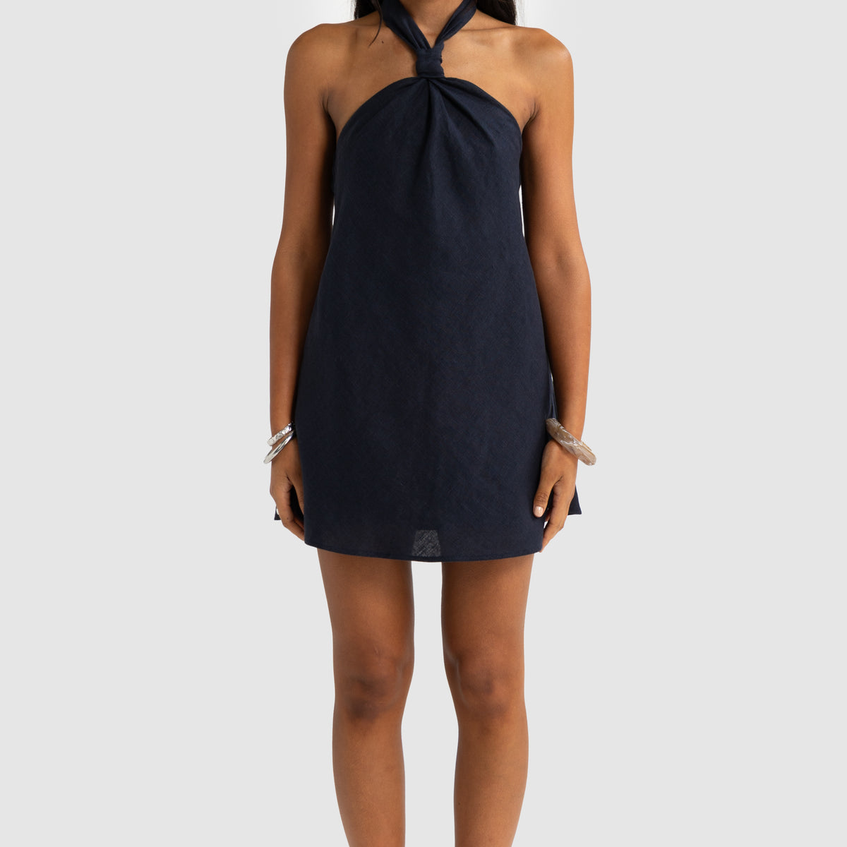 ORTC Women's Mira Linen Halter Mini Dress French Navy – ORTC Clothing Co