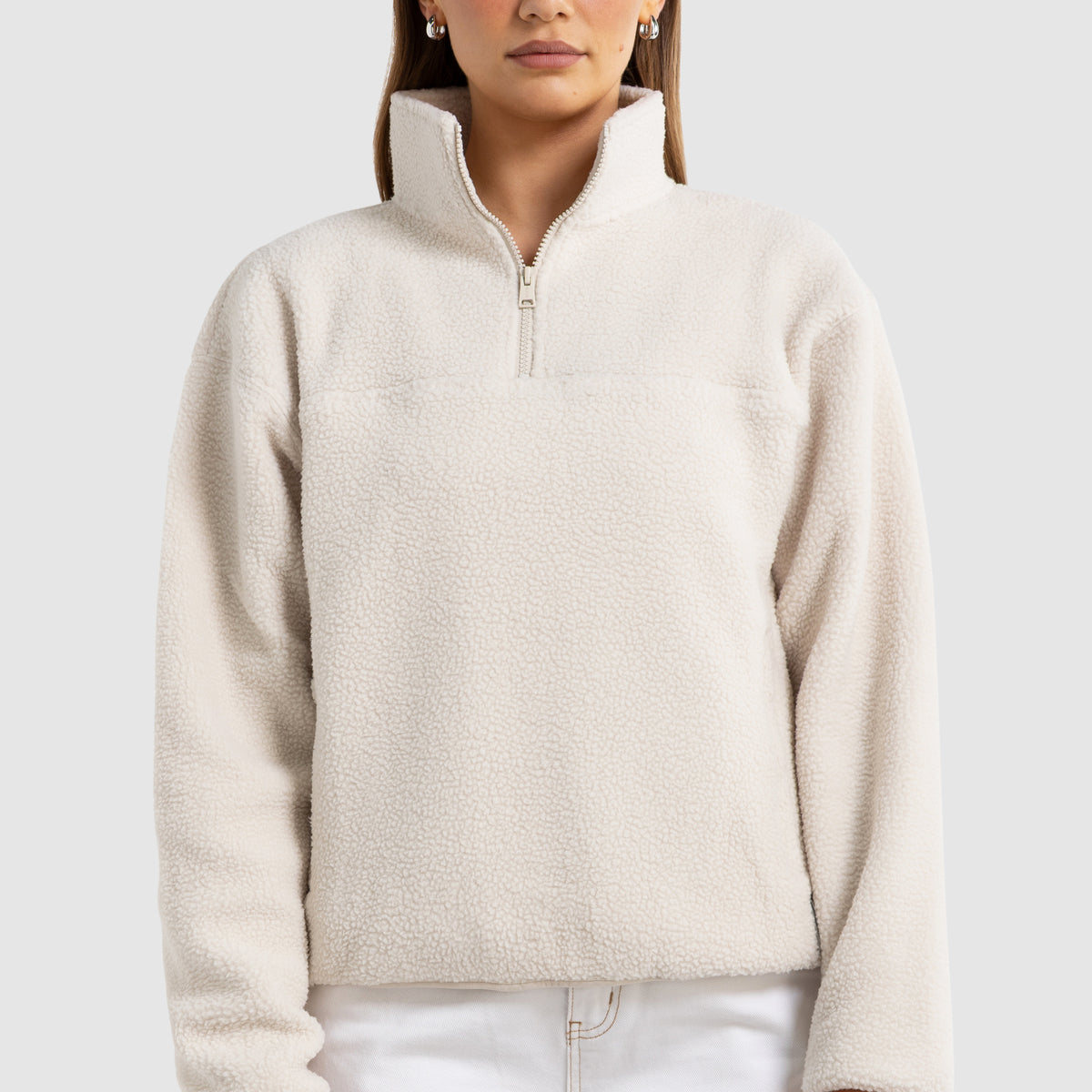 ORTC Women's Sherpa Fleece Quarter Zip Natural