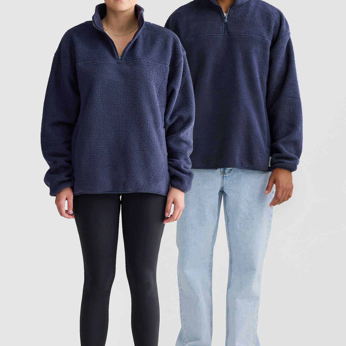Unisex Sherpa Fleece Quarter Zip Navy - ORTC Clothing Co