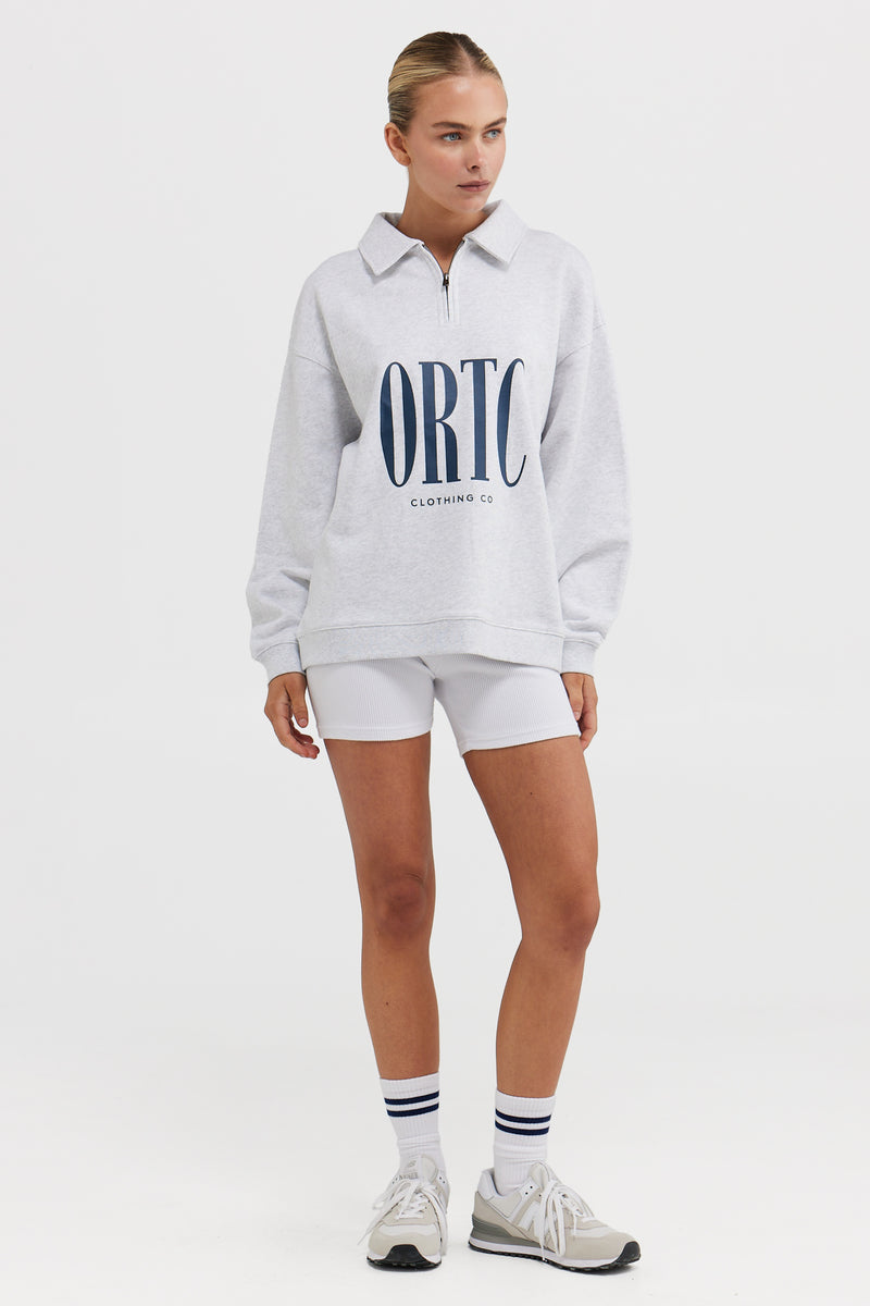 Spencer Logo Quarter Zip White Marle ORTC Clothing Co