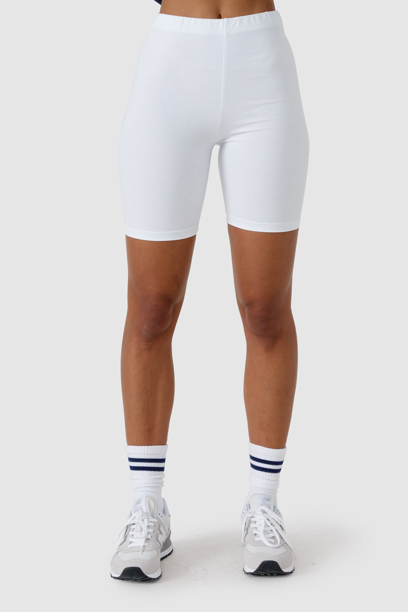 Womens Ribbed Bike Shorts White ORTC Clothing Co