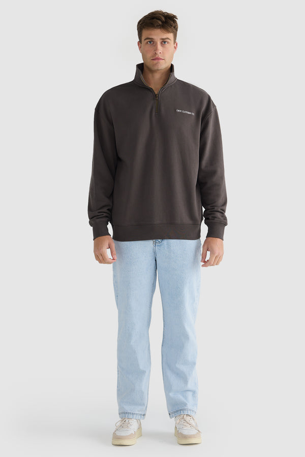 Hugo Quarter Zip Washed Carob