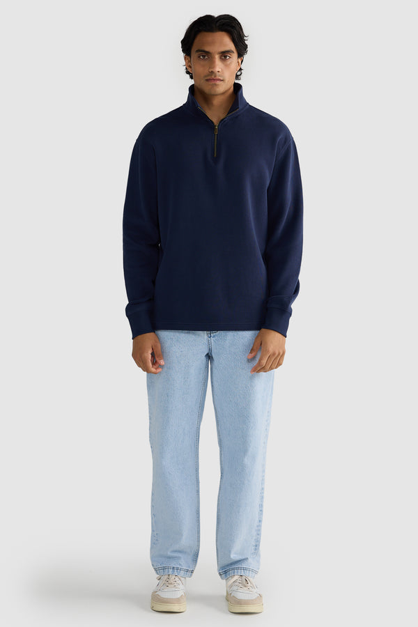 Kellock Ribbed Quarter Zip Navy