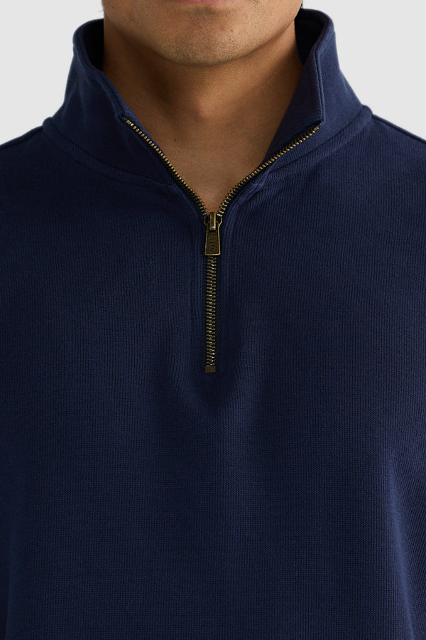 Kellock Ribbed Quarter Zip Navy