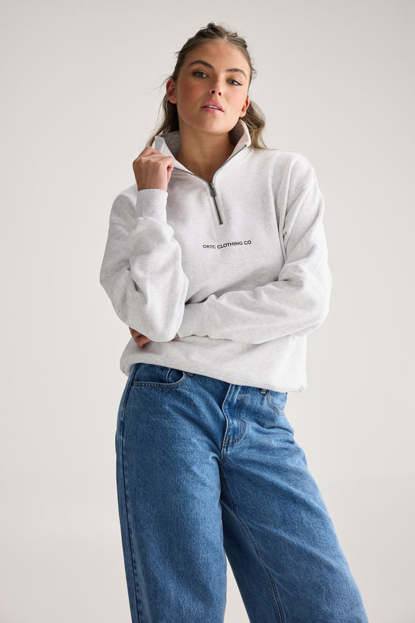 Logo Quarter Zip White Marle