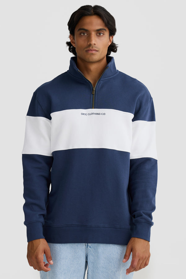 Panel Quarter Zip Navy