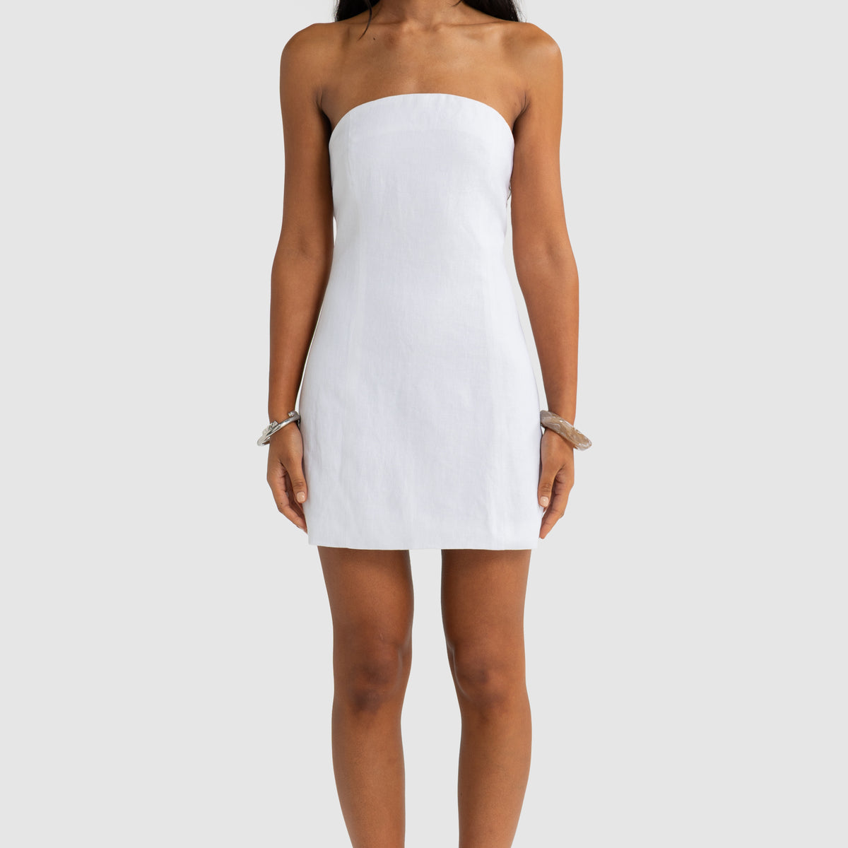 ORTC Women's Savannah Linen Strapless Mini Dress White – ORTC Clothing Co