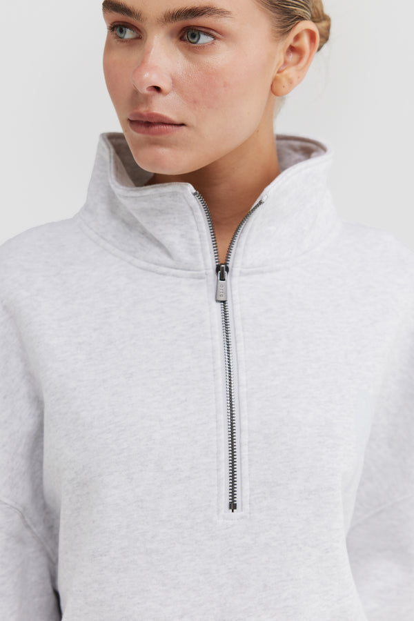 Isla Oversized Quarter Zip White Marle