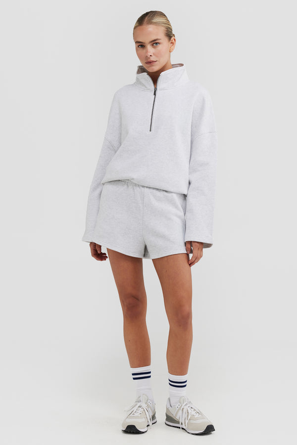 Isla Oversized Quarter Zip White Marle